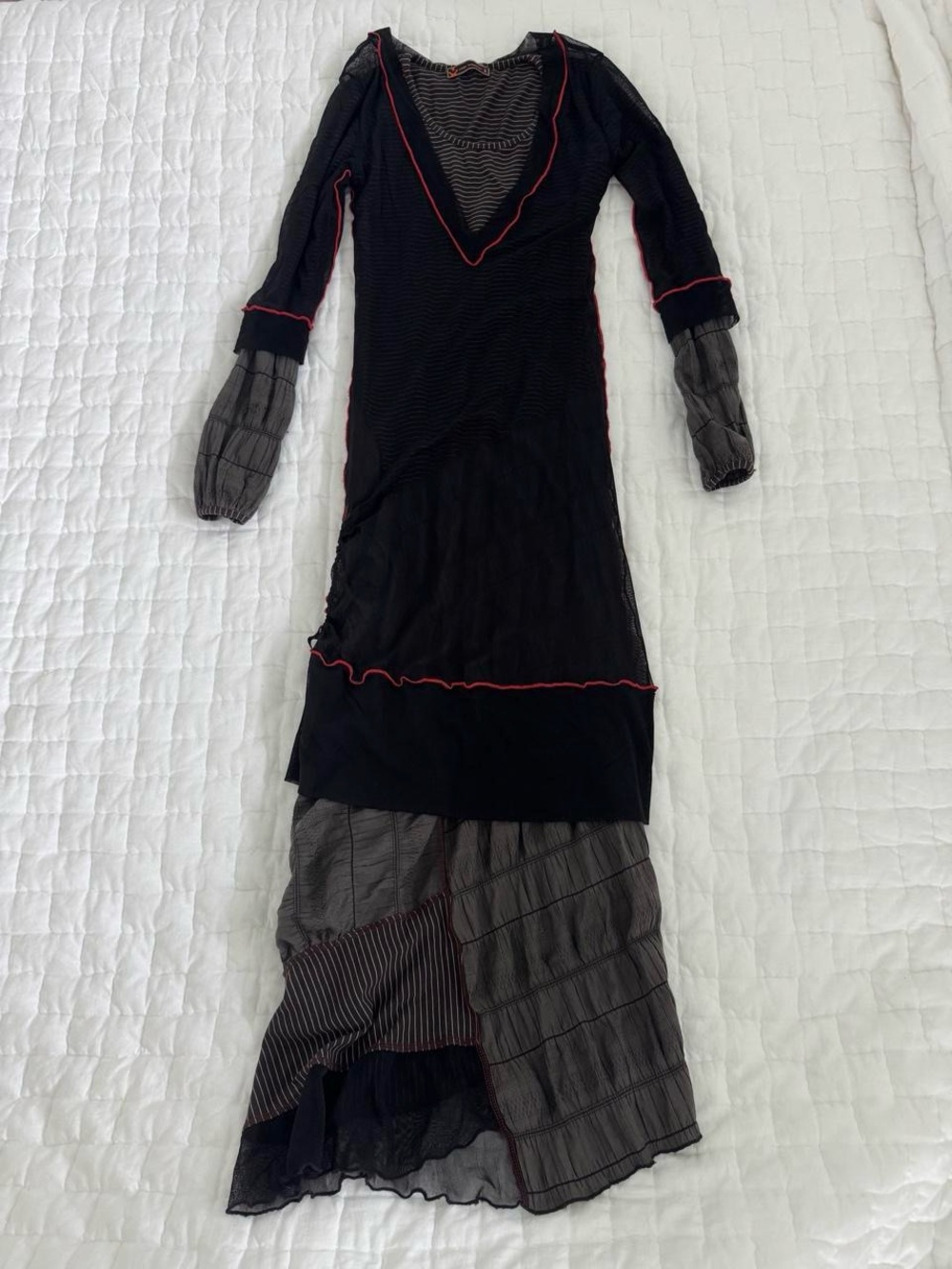 Cop.Copine Black Maxi Dress with Red Trim